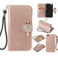 iPhone 6S Case iPhone 6 Case Girls Allytech Cute Glitter Owl Fashion Anti Scratch Folio Style Stand Feature Retro Hand Strap Cards Pocket Wallet Cases and Covers for Apple iPhone 6S/ 6 Rosegold