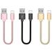 Short Charging Cables [3 Pack 8 INCHES] Fast Charge and Data Sync Nylon Braided Cord for Phone X 8 7 6S 6 Plus SE 5 Case Pad 2 3 4 Mini Pad Pro Air Pod Nano Touch Pink Gold Black