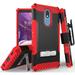 Red Tri-Shield Rugged Case Cover and Belt Clip Holster [with Metal Kickstand + Wrist Strap Lanyard] for LG K40 | LG Solo | LG K12 Plus | LG X4 (2019)