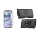 Bemz Holster Bundle for Apple iPhone 12 Pro Max: Horizontal Executive Series PU Leather Phone Carrying Pouch Belt Holster with Tempered Glass Screen Protector - Black