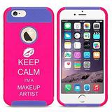 Apple iPhone 5c Shockproof Impact Hard Case Cover Keep Calm I Am A Makeup Artist (Hot Pink-Blue ) MIP