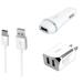 3-in-1 Type-C USB Chargers Bundle for Alcatel Idol 4S with Windows Alcatel PLUS 12 (White) - 2.1Ah Car Charger + Home Charger Adapter + USB Charging Cable