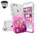 New iPod Touch Case iPod 6/5 Case [Tempered Glass Screen Protector] Glitter Liquid Quicksand Waterfall Bling Sparkle Diamond Case For Apple iPod New Touch 5/6th Generation (Clear/Pink)