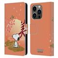 Head Case Designs Officially Licensed Peanuts Oriental Snoopy Sakura Leather Book Wallet Case Cover Compatible with Apple iPhone 14 Pro