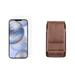 Bemz Holster Bundle for Apple iPhone 12 Pro: Vertical PU Leather Belt Holster Phone Pouch Case (3 Card Slots) with Tempered Glass Screen Protector - Brown
