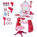 Qaba Kids Vanity Makeup Table Set with Chair and Fairy Princess Wand, Imagination Toy