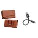 Bemz Accessory Bundle for Samsung Galaxy Note 9 - Executive PU Leather Holster Card Slot Carrying Case (Brown) with Mini-Short USB Type-C Charger Cable (4 inches) and Atom Cloth