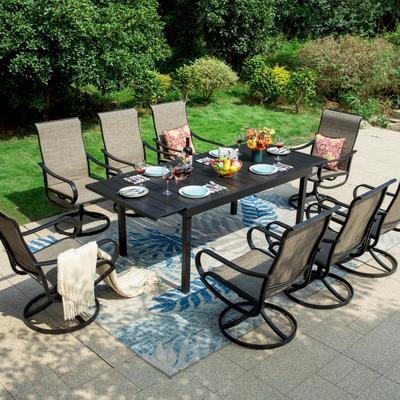MAISON ARTS 7/9-Piece Patio Dining Furniture Set with Dining Swivel Chairs and 1 Expandable Outdoor Dining Rectangle Table