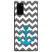 DistinctInk Case for Samsung Galaxy Note 20 (6.7 Screen) - Custom Ultra Slim Thin Hard Black Plastic Cover - Grey White Chevron Teal Anchor - Nautical Anchor Design