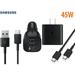 Original Samsung Galaxy A80 Super Fast Charging 45W Wall Charger + Dual Port Car Charger Bundle - Black