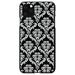 DistinctInk Case for iPhone 12/12 PRO (6.1 Screen) - Custom Ultra Slim Thin Hard Black Plastic Cover - Black White Damask Pattern - Floral Damask Pattern