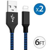 OUTAD iPhone Charger Cable Borz 2-Pack 6FT Nylon Braided Lightning Charger Cable Charging Cord USB Cable Compatible with iPhone 11 Pro Max XS XR X 8 7 6S 6 Plus SE 5S 5C 5 iPad iPod