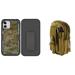 Bemz Holster Case Bundle Designed for iPhone 12 Mini: Rugged Protector Belt Clip Kickstand Armor Cover with EDC MOLLE Zipper Pouch and Touch Tool - Green Camo/Khaki