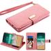 MyJacket Crocodile-Embossed Synthetic PU Leather Magnetic Flip Cover Wallet Case and Atom Cloth for iPhone XS Max - Baby Pink