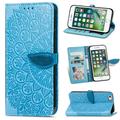 iPhone SE 2020 Case iPhone 8 Cover iPhone 7 Case Allytech Embossed PU Leather Anti-Shock Magnetic Closure Flip Folding Card Holder & Hand Strap Case for iPhone 7/8/ iPhone SE 2nd Gen 2020 Blue