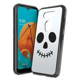 Capsule Case Compatible with LG Fortune 3 [Hybrid Gel Design Slim Thin Fit Soft Grip Black Case Protective Cover] for LG Fortune 3 Cricket Wireless Phone LMK300AM - (Halloween Skull)