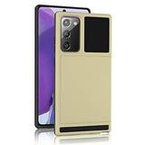 Mignvoa Galaxy Note 20 Case With Credit Card Holder Slim Armor Dual Layer Hybrid Heavy Duty Protection Shockproof Anti-Scratch Soft Rubber Wallet Case For Samsung Galaxy Note 20 6.7 inch (Gold)