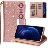 iPhone 6 Case iPhone 6S Case Allytech PU Leather Bling Folio Flip Stand Cards Slots Shockproof Magnetic Clasp Wallet Case Cover for Apple iPhone 6/ iPhone 6S Rosegold