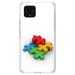 DistinctInk Clear Shockproof Hybrid Case for Google Pixel 4 (5.7 Screen) - TPU Bumper Acrylic Back Tempered Glass Screen Protector - Red Blue Yellow 3D Puzzle Pieces - Austism Awareness