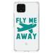 DistinctInk Clear Shockproof Hybrid Case for Google Pixel 4 XL (6.3 Screen) - TPU Bumper Acrylic Back Tempered Glass Screen Protector - Fly Me Away - Travel