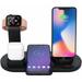 Wireless Charging Station Compatible for AirPods Pro/iPhone/iWatch Series 4 in1 Qi Fast Wireless Charger Stand Dock for iPhone 11/11 Pro Max/X/XR 8 Black