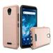 Cricket Icon 2 Case Heavy Duty Protective Hybrid TPU 2-Piece Bumper Shockproof with Brushed Metal Texture Carbon PC Back Xpm Phone Cover for Cricket Icon 2 - Rose Gold