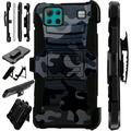 Compatible with LG K92 Hybrid LuxGuard Holster Phone Case Cover (Black Camo)