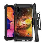 Capsule Case Galaxy A10e Case [Tough Hybrid Transformer Impact Rugged Built-in Kickstand Black Case Cover with Belt Clip Holster] for Samsung Galaxy A10e SM-A102U (Space Cat)