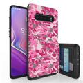 Galaxy S10+ Case Duo Shield Slim Wallet Case + Dual Layer Card Holder For Samsung Galaxy S10+ [NOT S10 OR S10e] (Released 2019) Pink Gray Camo