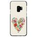 DistinctInk Case for Samsung Galaxy S9 (5.8 Screen) - Custom Ultra Slim Thin Hard Black Plastic Cover - Spring Collection - Floral Heart Green Red