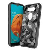 Capsule Case Compatible with LG Fortune 3 [Hybrid Gel Design Slim Thin Fit Soft Grip Black Case Protective Cover] for LG Fortune 3 Cricket Wireless Phone LMK300AM - (Grey Bird Camo)