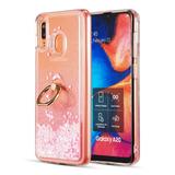 Samsung Galaxy A20 Galaxy A30 Phone Case Hybrid Glitter Luxury Bling Sparkling Liquid Quicksand Sparkle Soft TPU Hard PC Rubber with Ring Stand Holder Cover PINK for Samsung GALAXY A30 / Galaxy A20