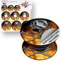 Decal Style Vinyl Skin Wrap 3 Pack for PopSockets Chrome Skull on Fire (POPSOCKET NOT INCLUDED) by WraptorSkinz