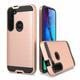 For Motorola Moto G Fast / G8 Dual layer Metal Brushed Shockproof Armor Hybrid Case Cover Rose Gold