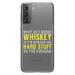 DistinctInk Clear Shockproof Hybrid Case for Galaxy S21+ PLUS 5G (6.7 Screen) - TPU Bumper Acrylic Back Tempered Glass Screen Protector - Whiskey in the Morning Hard Stuff Evening