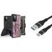 Bemz Armor Kombo Series for Samsung Galaxy A32 5G Case Bundle with: Rugged Belt Holster Clip Kickstand Cover Fast Charging Sync USB-C to USB-A Cable (3 Feet) and Touch Tool - Pink Camo Tree