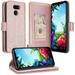 LG Stylo 6 Case LG Stylo 6 Plus Case [Wrist Strap] Cute Girls Women Pu Leather Wallet Case with ID Slot & Kickstand Phone Case for LG Stylus 6/Stylus 6 Plus - Glitter Rose Gold