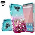 Noir Case for LG Stylo 6 / Stylo 6 Plus Case w/ Tempered Glass Screen Protector Liquid Quicksand Glitter Cute Bling Girls Women [Shock Proof] - Teal/Pink