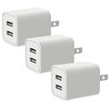3-Pack 2.1A/5V Dual 2-Port USB Plug Charger Wall Plug Power Adapter Fast Charging Cube Compatible with Apple iPhone iPad Samsung Galaxy Note HTC LG & More (White) 3-Pack