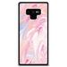 DistinctInk Case for Samsung Galaxy Note 9 (6.4 Screen) - Custom Ultra Slim Thin Hard Black Plastic Cover - Pink Blue White Marble Image Print - Printed Marble Image