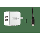 [UL Listed] OMNIHIL 2-Port Wall Charger+5FT-MICRO-USB Cable Compatible with JBL Micro Wireless