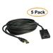 C&E USB 2.0 High Speed Active Extension Cable USB Type A Male to Type A Female 16 Feet 5 Pack