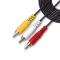 SatelliteSale 3 Male to 3 Male RCA Audio Video AV Composite Cable Universal Wire PVC Black Cord 30 feet