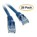 eDragon Cat6 Blue Ethernet Patch Cable Snagless/Molded Boot 1 Feet 20 Pack