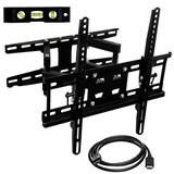 Mount-It! Full Motion TV Wall Mount Fits 32 -50 TVs Dual Arm 13.5 Extension Bonus HDMI Cable Capacity 115 lbs.