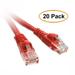 C&E Cat6 Red Ethernet Patch Cable Snagless/Molded Boot 6 Inch 20 Pack