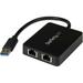 StarTech.com USB 3.0 to Dual Port Gigabit Ethernet Adapter w/ USB Port - 10/100/100 - USB Gigabit LAN Network NIC Adapter