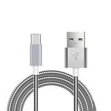 6ft Long Metal Durable Braided USB-C Type-C Sync Charger Data Cable [Silver] [Rapid Charge Support] YOJ for US Cellular ZTE Imperial Max - MetroPCS ZTE ZMax Pro Z981 - Straight Talk ZTE Max Duo LTE