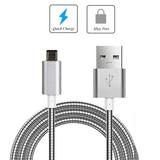 Metal Braided USB Cable Charger Power Sync Wire Micro-USB Data Cord [Silver] [Fast Charge Support] VND for AT&T Samsung Galaxy S6 - Boost Mobile Samsung Galaxy S6 - Cricket Samsung Galaxy S6