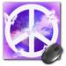 3dRose Purple Universe Peace Sign and Butterflies- Inspirational Art Mouse Pad 8 by 8 inches
